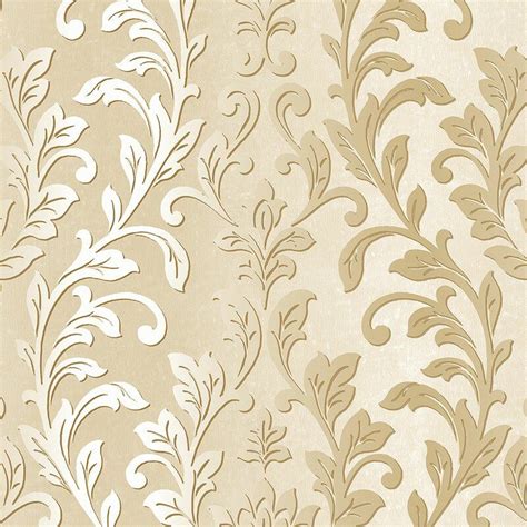 Carlos Damask Wallpaper | Gold wallpaper, Cream and gold wallpaper ...