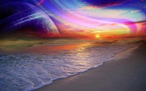 Rainbow Sunset Ocean Waves View Beach HD Pictures Rainbow Wallpaper ...