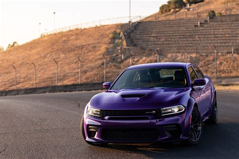 The 2023 Dodge Charger Scat Pack Widebody, show in Plum Crazy. D ...