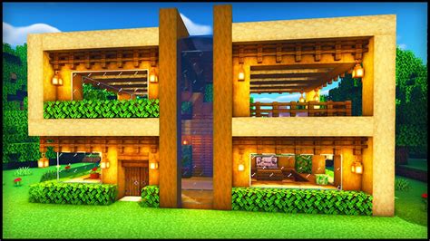 Minecraft Modern Wood House Tutorial - Minecraft Land