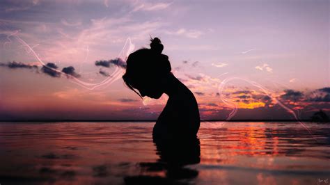 women, Pacific Ocean, Sunset, Silhouette Wallpapers HD / Desktop and ...