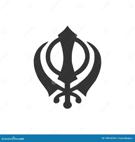 Sikhism Religion Khanda Symbol Line Sketch Icon Isolated On White ...