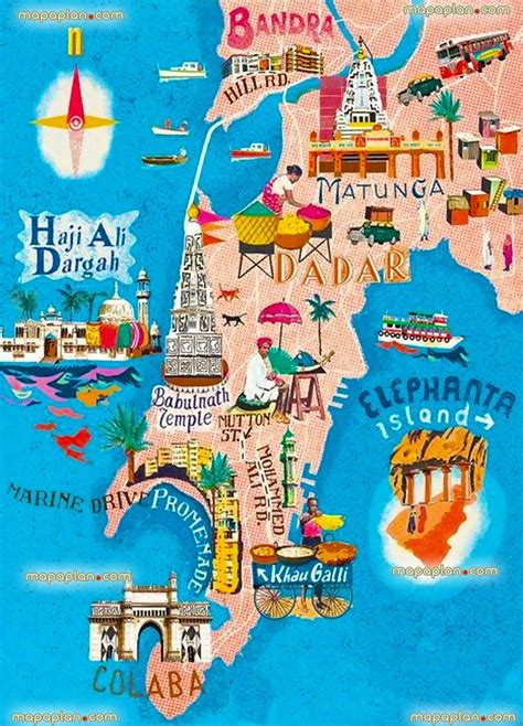 an illustrated map of mumbai, india