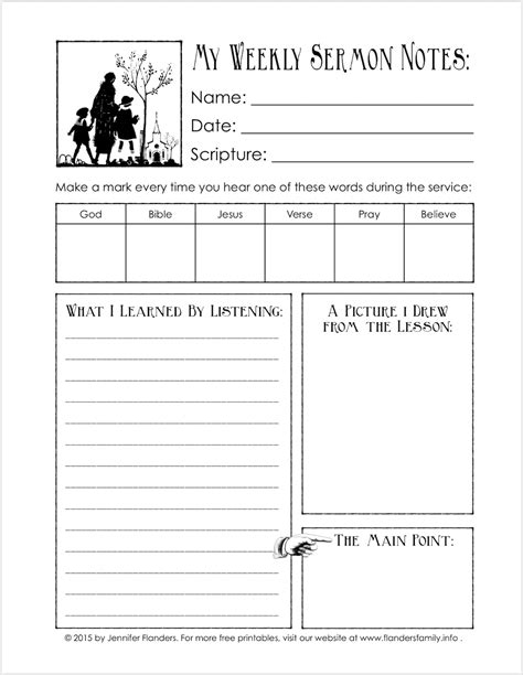 Sermon Notes Printable for Children - Flanders Family Homelife