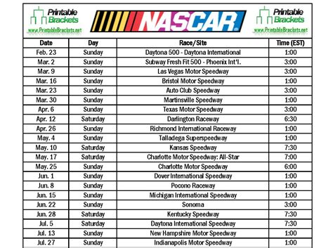 Nascar Cup Schedule 2024 Printable Free