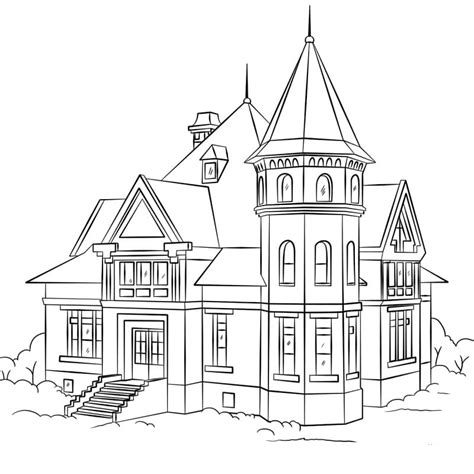 Big Mansion 2 Coloring Page - Free Printable Coloring Pages for Kids