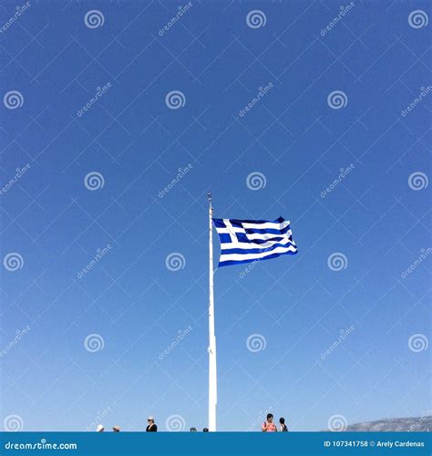 Flag of Greece in Athens stock photo. Image of acropolis - 107341758