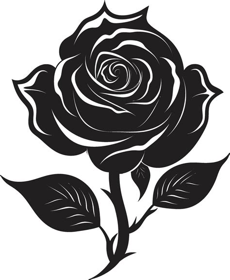 Black and White Rose Iconic Design A monochromatic rose logo with ...