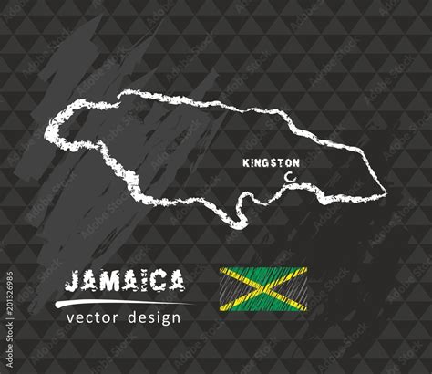 Map of Jamaica, Chalk sketch vector illustration Stock Vector | Adobe Stock