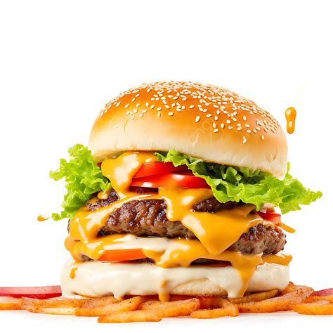 Delicious Burger With Many Ingredients Isolated On White Background ...