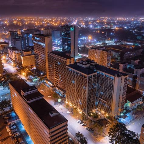 Nairobi city in the Night life, Kenya's capital city in Africa. African ...