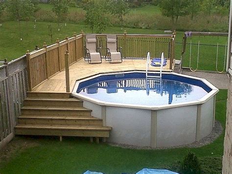 15' Round above ground pool with simple deck. | Pool deck plans ...