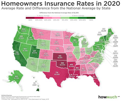 Mapped: Average Homeowners Insurance Rates for Each State