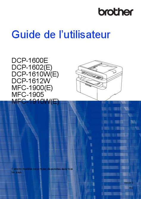 Notice BROTHER DCP-1612W - imprimante Trouver une solution à un ...