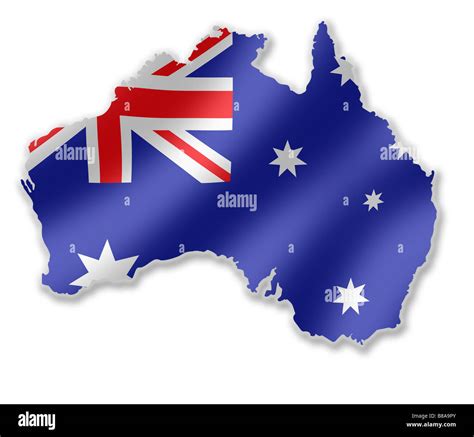 Australia Australian Country Map Outline With National Flag Inside ...