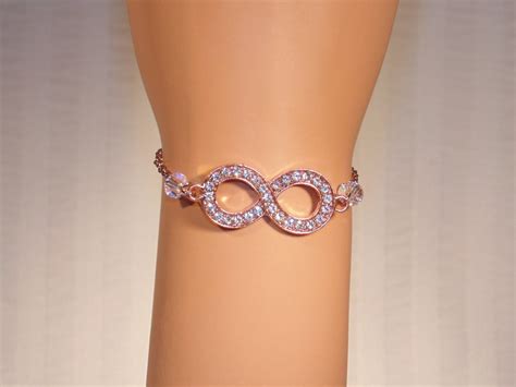 Infinity Rose Gold Bracelet With Rhinestones And Swarovski Crystals ...