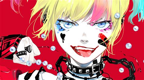 Vibrant Harley Quinn Anime-style HD Wallpaper