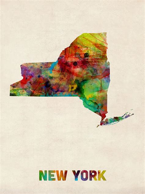 New York Watercolor Map Digital Art by Michael Tompsett | Pixels