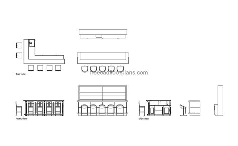 2 Bar Tables - Free CAD Drawings