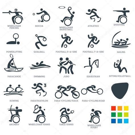 Paralympics Icon Pictograms Set 6 Vector Illustration — Stock Vector ...