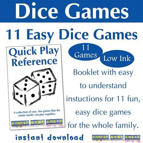 Printable Dice Game Rules Booklet for Family Game Night - Etsy