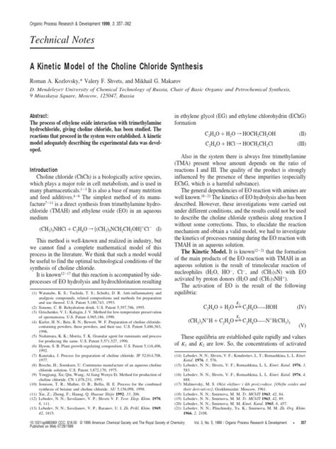 Choline Chloride | Chemical Reactions | Chemical Equilibrium