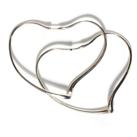 TIFFANY Sterling Silver Elsa Peretti Large Open Heart Hoop Earrings 41690