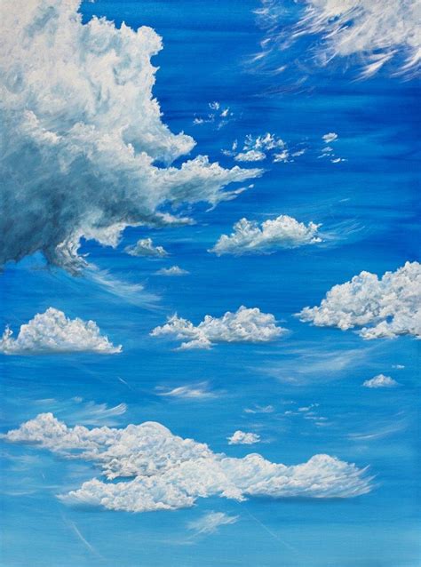 blue skies happy clouds | Sky art painting, Sky painting, Sky art