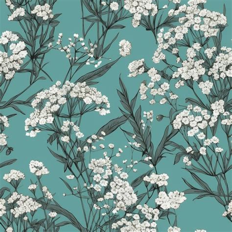 Premium AI Image | Seamless pattern of white flowers on a teal background.