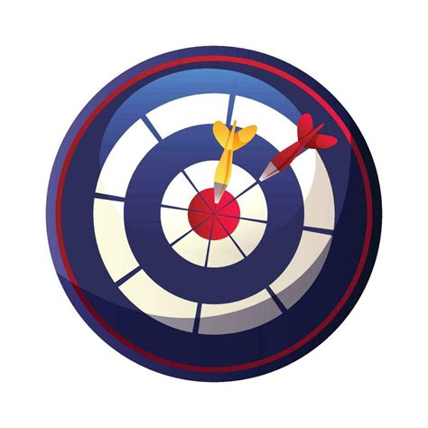 Vector red dart arrow hitting in the target center of dartboard ...