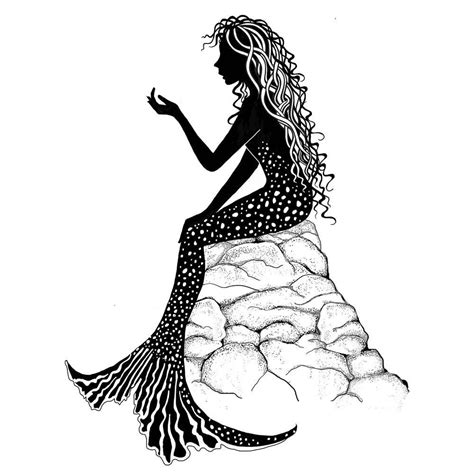 Mermaid Sitting On A Rock Drawing at GetDrawings | Free download