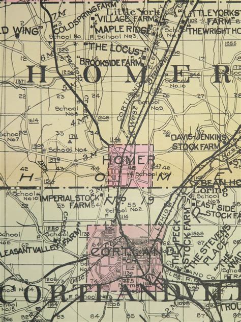 Large Map Cortland County NY Cortland NY Map 1912 New York | Etsy