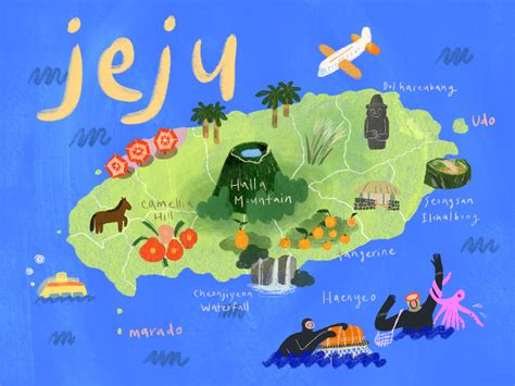 Illustrated Map, Jeju Island by Cindy Kang on Dribbble