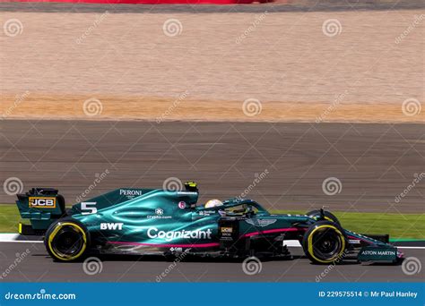 Sebastian Vettel Driving His F1 Aston Martin Car at the 2021 British ...