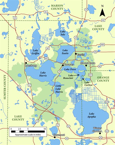 Map of the Harris Chain of Lakes | Lake, Lake county, Florida travel