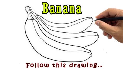 Banana Drawing Easy Tutorial | How to Draw a Bunch of Bananas Step by ...