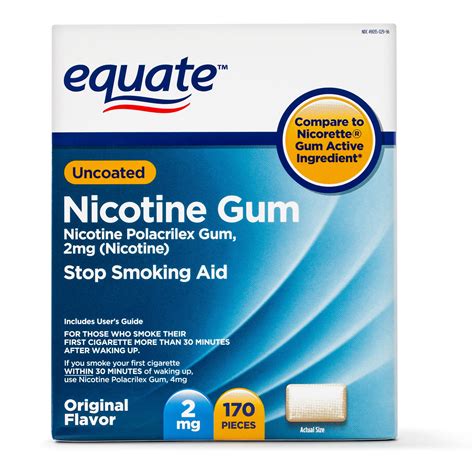 Equate Nicotine Uncoated Gum 2 mg, Original Flavor, 170 count - Walmart.com