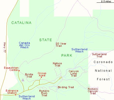 Catalina State Park Tucson Area Map