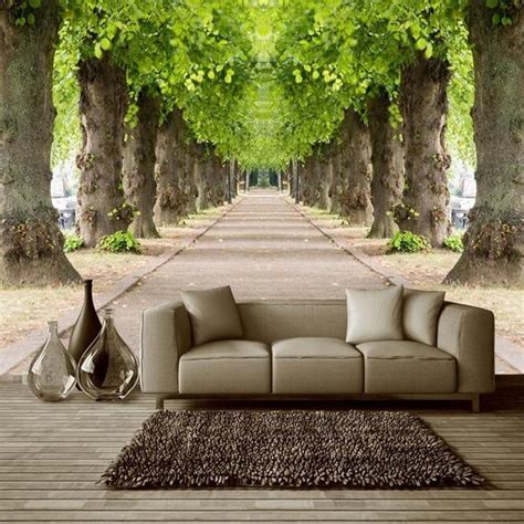 3D Effect Forest Road Wallpaper Mural for Living Room (㎡) | Wallpaper ...