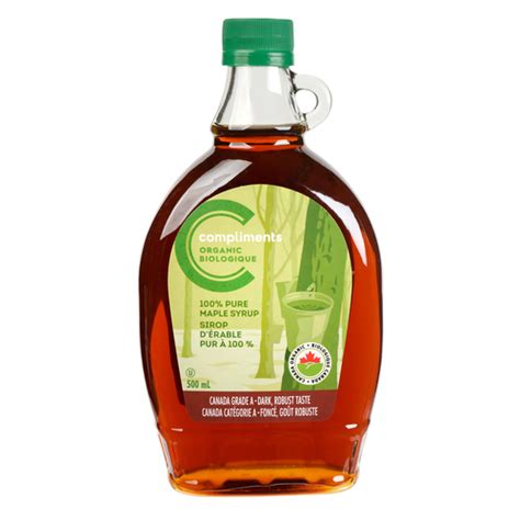 Organic Dark Maple Syrup 100% Pure 500 ml | Compliments.ca