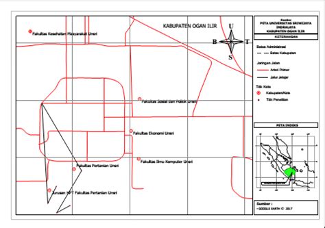 Location of the Indralaya Sriwijaya University campus | Download ...