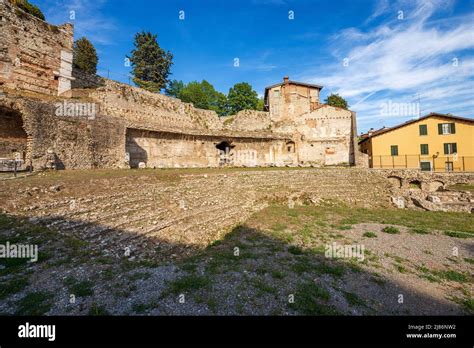 Old Ruins of the Roman Theatre or Amphitheater in Brescia downtown near ...