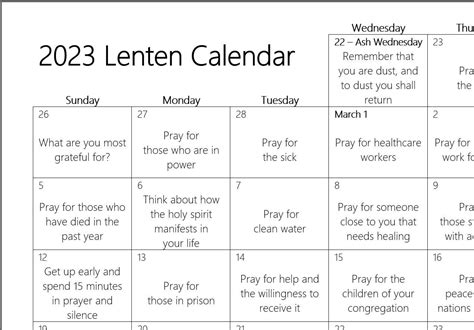 2023 Lenten Calendar Digital Download - Etsy