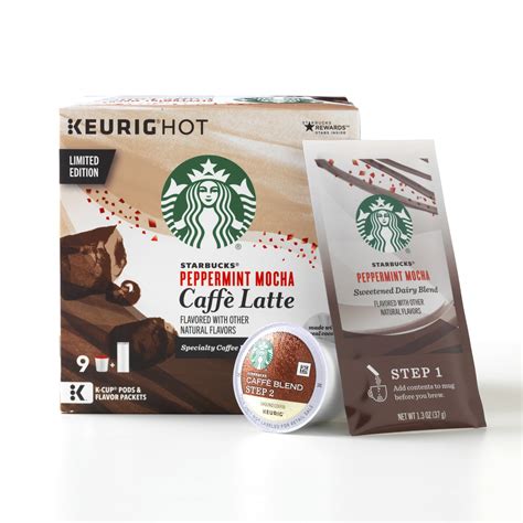 Starbucks Peppermint Mocha Caffe Latte K Cup Coffee Pods, 9 Count, 15.2 ...