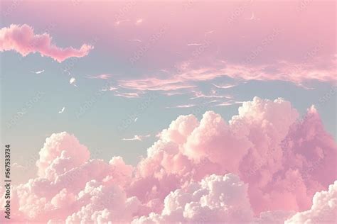 Pink Clouds on a Blue Sky, Dawn Hues, Baby Pink, Soft Light - Wallpaper ...