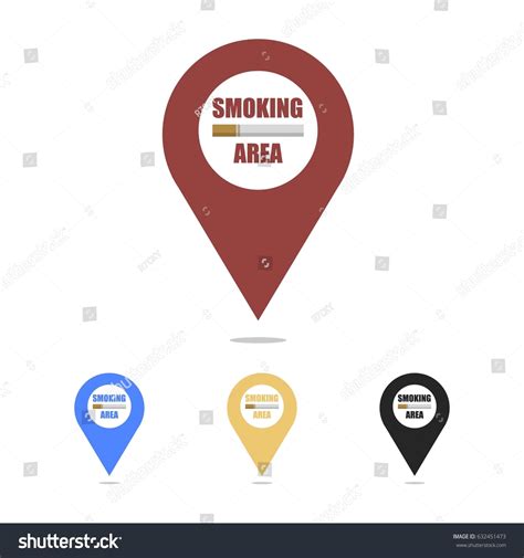 Smoking Area Map Marker Icon Set - Royalty Free Stock Vector 632451473 ...