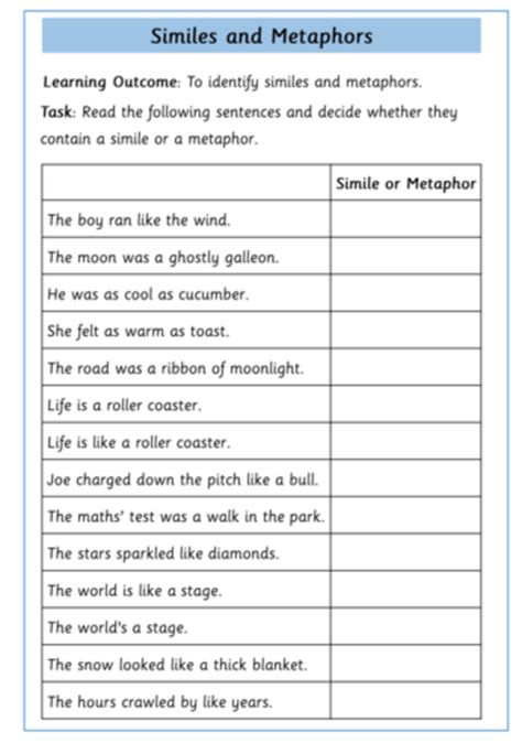 Similes and Metaphors Worksheets - Inspire and Educate! By Krazikas