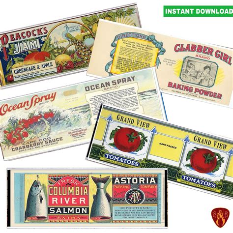 Printable Vintage Food Tin Can Labels Print Fruit Vegetable - Etsy