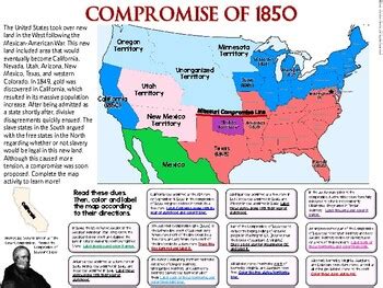 Compromise of 1850 Map Worksheet by Ace Up Your Sleeve | TPT