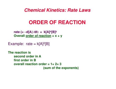 PPT - Chemical Kinetics: Rate Laws ORDER OF REACTION PowerPoint ...